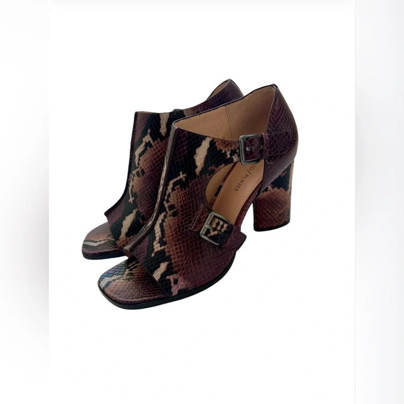 Donald Pliner Fouu snake print leather shooties sandals double strap heels 8,5 - Picture 2 of 9